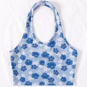 Floral Print Halter Crop Top